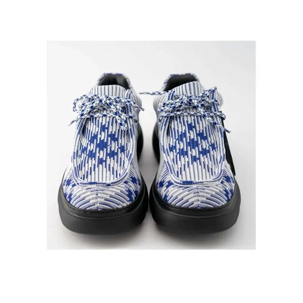 Burberry Creeper Check Pattern Woven Lace Up Derby Shoes Mens 9 US / 42 Euro NIB